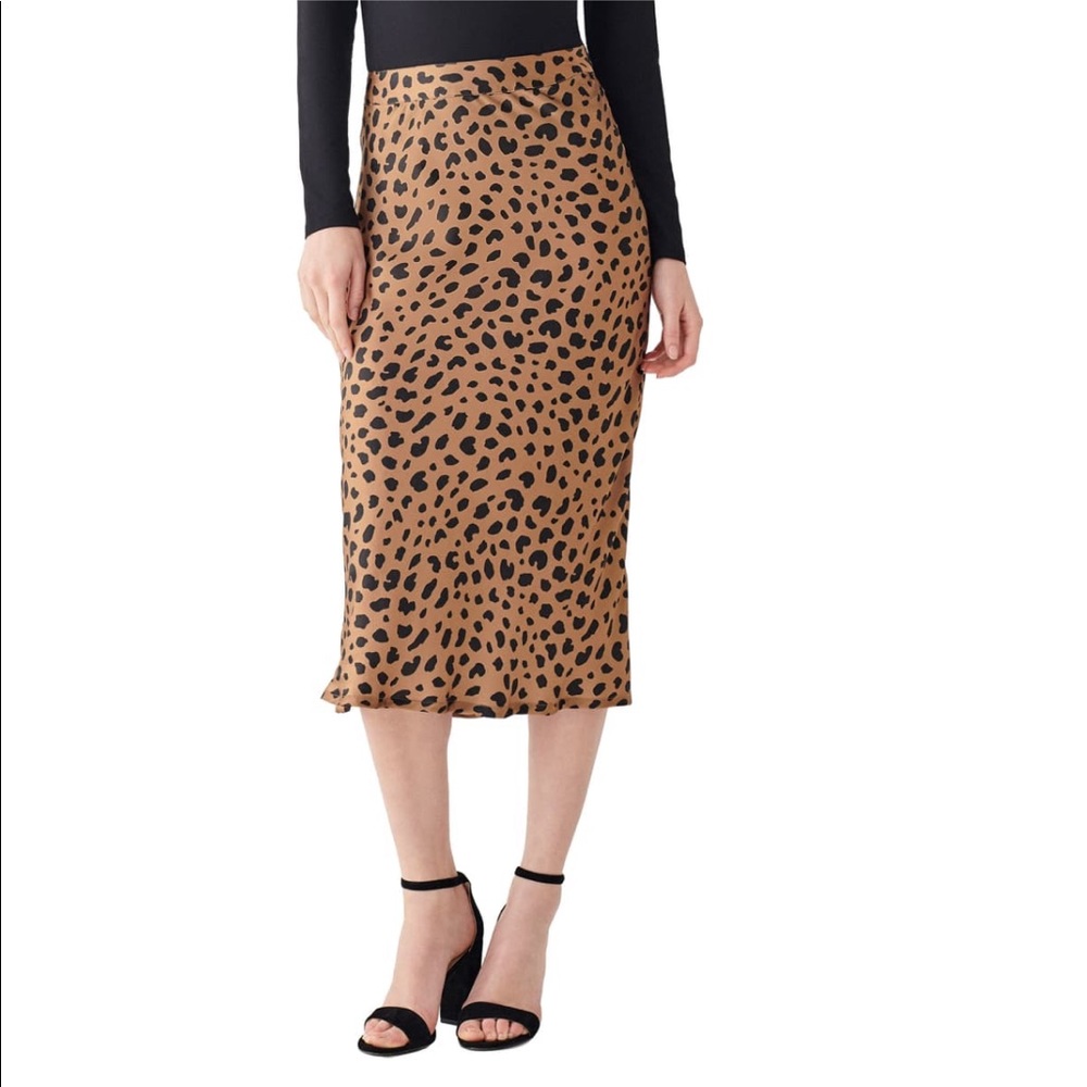 DL1961 Marianna Hewitt Silk Leopard Print Skirt